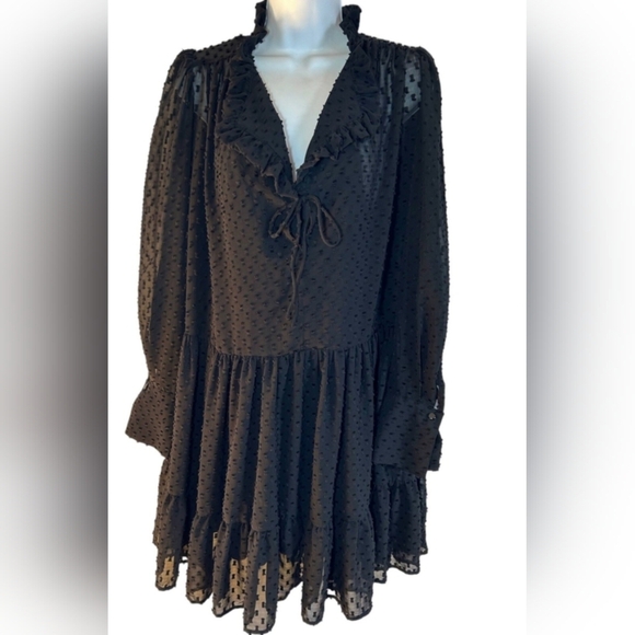 H&M Black Long Sleeve V-Neck Sundress - Picture 15 of 15